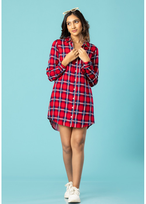 OCTAVIA LONG SLEEVE RED SHIRT